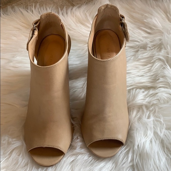 cream peep toe ankle boots